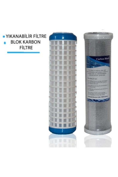 WaterMelon  Daire Bina Sayaç Girişi 10" Inc 2 Aşama ( Yıkanabilir , Blok ) Yedek Filtre Seti ürün görseli 1