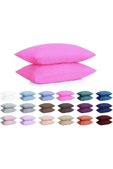 Pamuklu Yastık Kılıfı - Pembe - 2'li Set 50x70 - ürün görseli 1