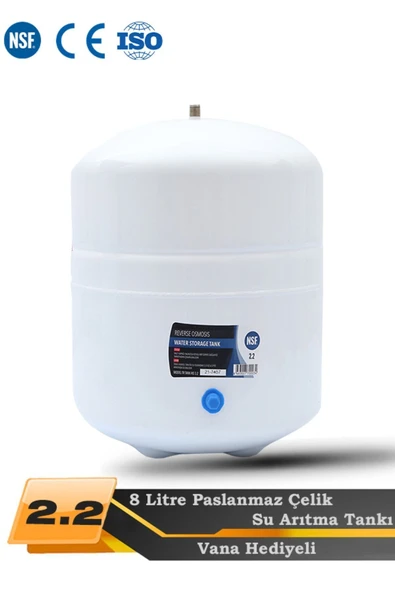 WaterMelon  Su Arıtma Cihazı Metal Genleşme Su Tankı 8 Lt Su Arıtma Deposu Tank Vanası Hediyeli ürün görseli 1