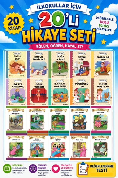 2.ve 3.Sınıflar İçin 20 li Hikaye Seti 2 (48-64 Sayfa) ürün görseli 1