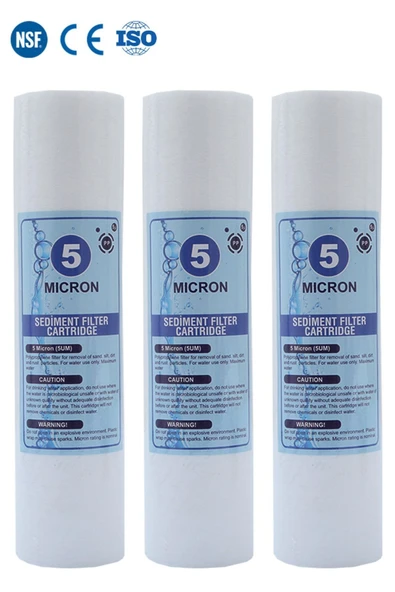 WaterMelon  Açık Kasa Su Arıtma Cihazı 10 Inc 5 Mikron Sediment Spun Filtre (TOZ,TORTU FİLTRE) 3 Adet ürün görseli 1