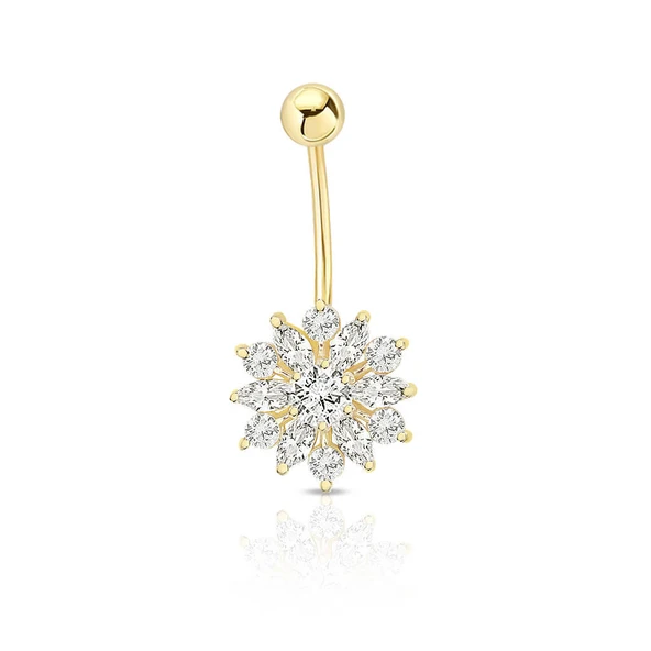 Altın Oval Tek Taşlı Piercing ürün görseli 1