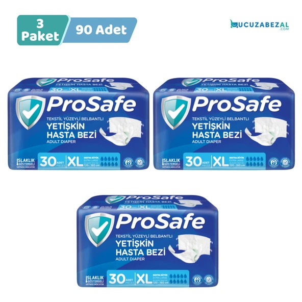 Prosafe Bel Bantlı Hasta Bezi EXTRA LARGE(XL) 30'Lu 3 Paket 90 Adet ürün görseli 1