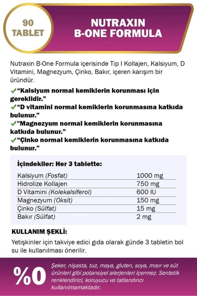 Nutraxin B-One Formula 90 Tablet - Resim 2