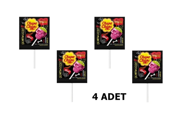 Chupa Chups Skull Çilek - Misket Limon Aromalı Lolipop Şeker 15 g x 4 ADET ürün görseli 1