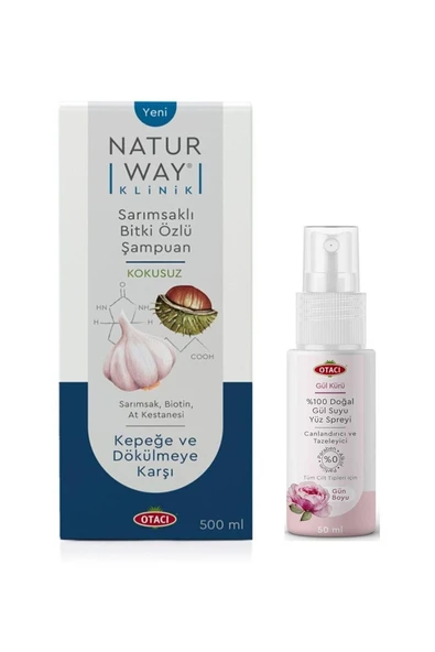 Naturway Klinik Sarımsaklı Şampuan 500 Ml + %100 Doğal Gül Suyu Yüz Spreyi 50ml ürün görseli 1