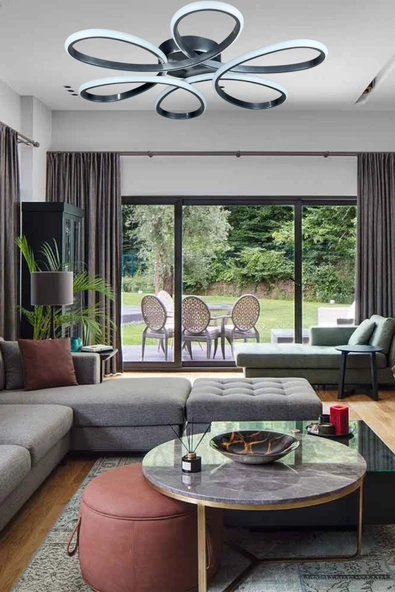 LEGACY  Sedef Modern Tasarım Yatak Odası - Salon - Mutfak Gri Renk Gün Işığı Ve Beyaz Led Avize ürün görseli 1