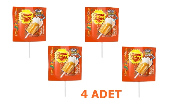 Chupa Chups 3D Fızzy Drinks Portakal Aromalı Lolipop Şeker 15 g x 4 ADET ürün görseli 1