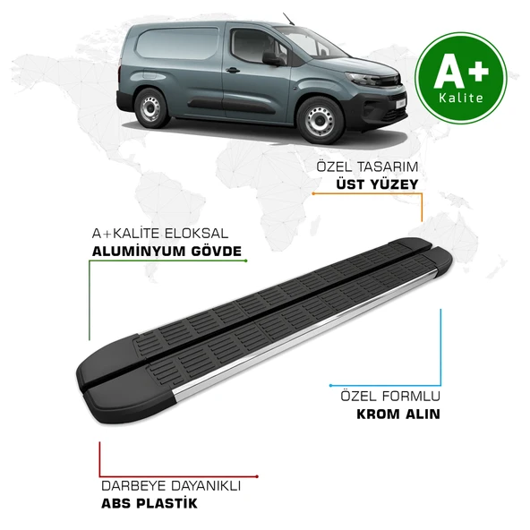FA OTOMOTİV Opel Combo Panelvan Yan Basamak Uzun Şasi 2024 Model ve Sonrası S-Line ürün görseli 1