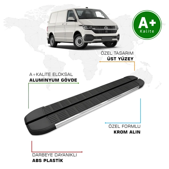 FA OTOMOTİV Volkswagen Transporter Yan Basamak Uzun Şasi 2019 - 2024 Model S-Line ürün görseli 1