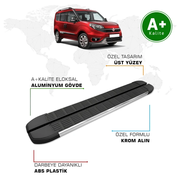 FA OTOMOTİV Fiat Doblo Yan Basamak 2010 - 2023 Model S-Line ürün görseli 1