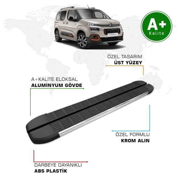 FA OTOMOTİV Citroen Berlingo Yan Basamak Kısa Şasi 2019 Model ve Sonrası S-Line ürün görseli 1