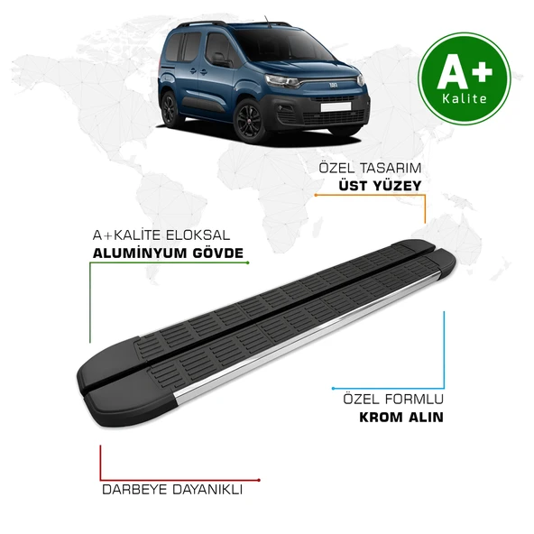 FA OTOMOTİV Fiat Doblo Yan Basamak Kısa Şasi 2023 Model ve Sonrası S-Line ürün görseli 1