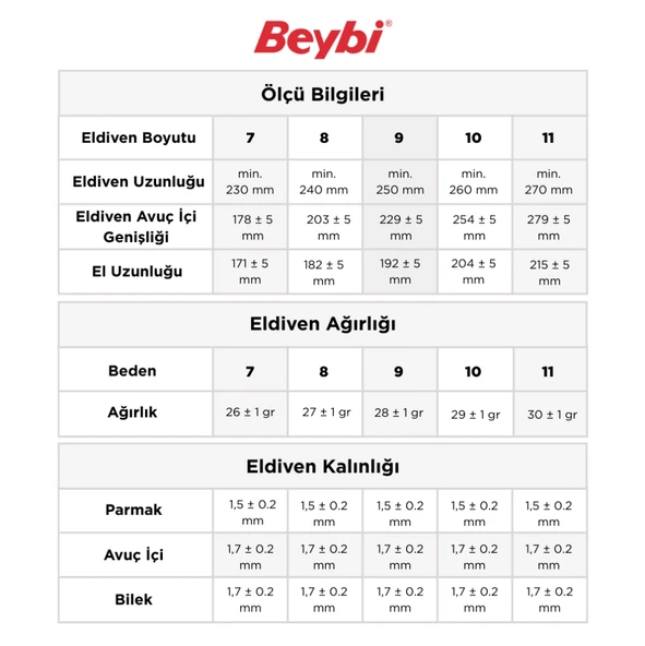 Beybi PL-9 Örme Kırmızı Siyah Nitril Eldiven - Resim 4