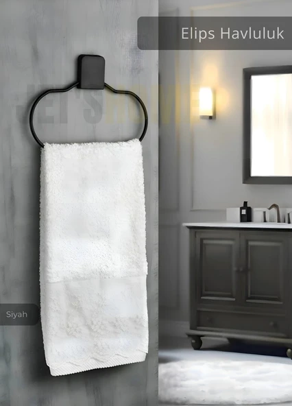 Elips Havluluk Paslanmaz Çelik Banyo Havluluk Düzenleyici Siyah ürün görseli 1