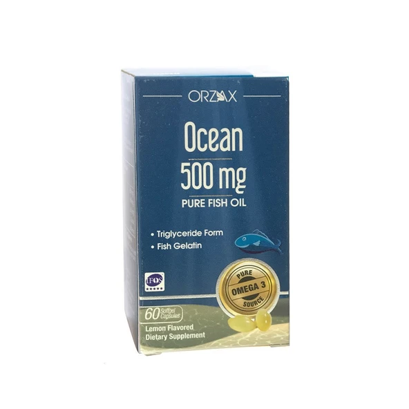 Orzax Ocean Balık yağı 500 mg Limon Aromalı 60 Softjel Kapsül ürün görseli 1
