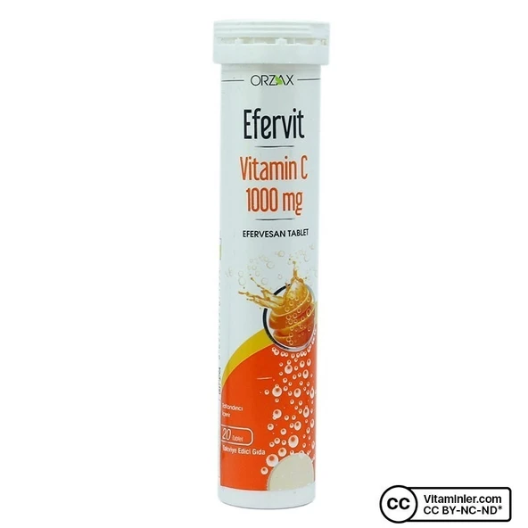 Orzax Efervit Vitamin C 1000 Mg Efervesan Suda Eriyen 20 Tablet ürün görseli 1