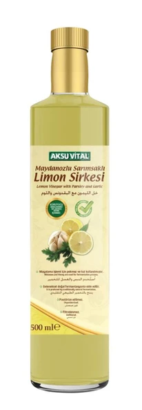 Aksu Vital Maydanozlu Sarımsaklı Limon Sirkesi 500 ml Katkısız Yüzde 100 Doğal ürün görseli 1