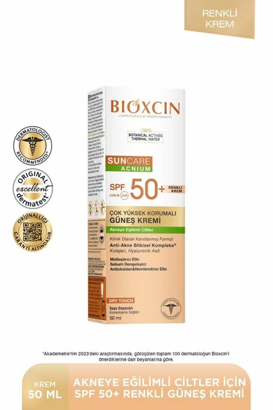 Bioxcin Sun Care Akneye Eğilimli Ciltler Için Renkli Güneş Kremi 50 Spf ürün görseli 1
