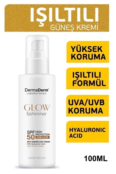 Dermaderm Glow ve Shimmer Simli Güneş Kremi Spf 50 100 GR ürün görseli 1