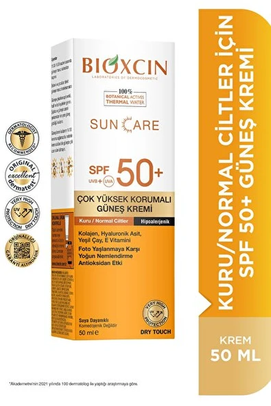 Bioxcin Renkli Sun Care Spf 50 Çok Yüksek Korumalı Güneş Kremi Kuru Normal Ciltler Suya Dayanıklı 50 Ml ürün görseli 1