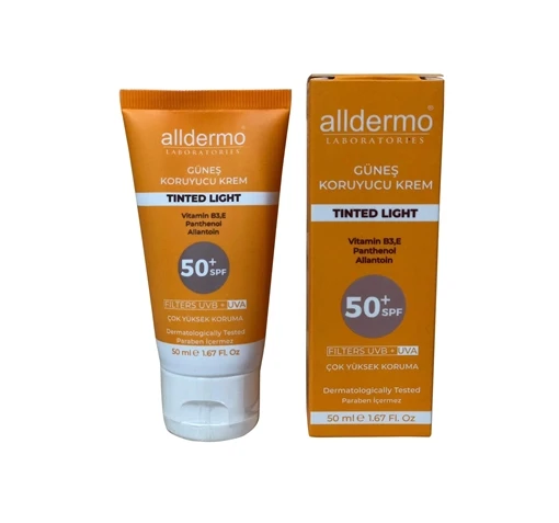 Alldermo SPF 50+ Tinded Light Güneş Koruyucu Krem 50 ml Tüp ürün görseli 1