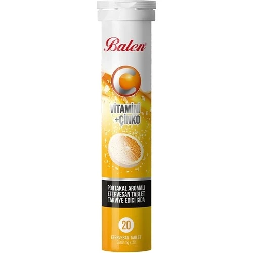 Balen C Vitamini Çinko Portakal Aromalı Efervesan Tablet 3600 Mg 20 Tablet ürün görseli 1