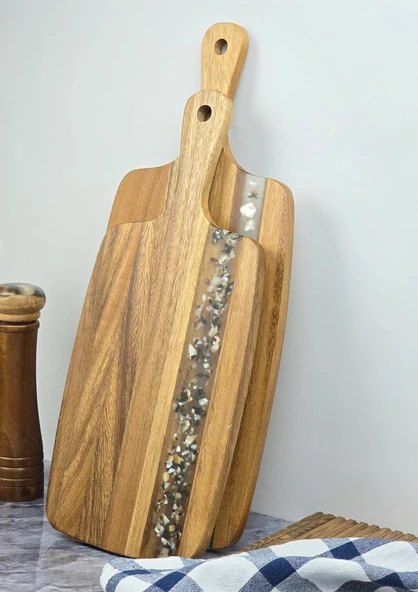 2'li Akasya Kesme Tahtası Takımı - Dikdörtgen Kesim Tahtası Seti - 45 + 40 CM, 2 Parça ürün görseli 1