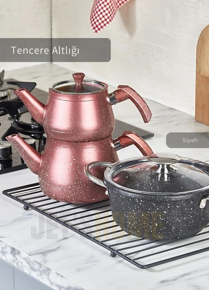 Nihale Paslanmaz Tencere Çaydanlık Altlığı Isıya Dayanıklı Siyah 47x24 cm ürün görseli 1