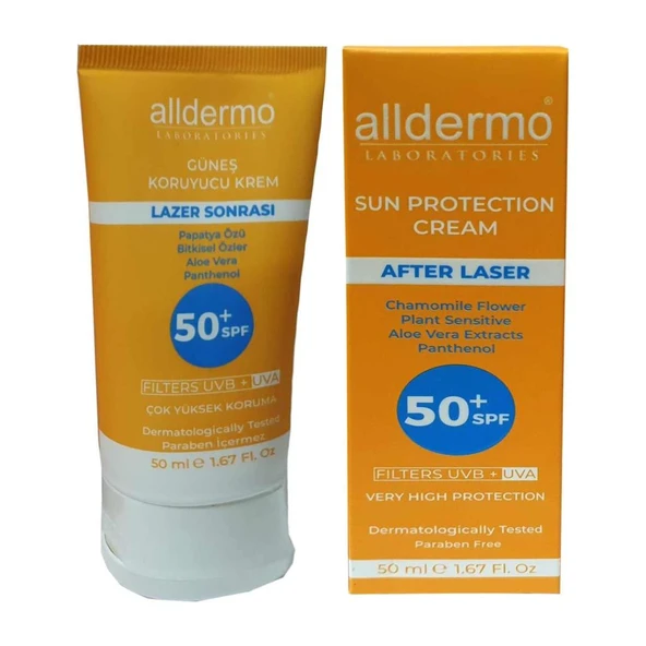 Alldermo SPF 50+ Lazer Epilasyon Sonrası Krem 50 ml Tüp ürün görseli 1