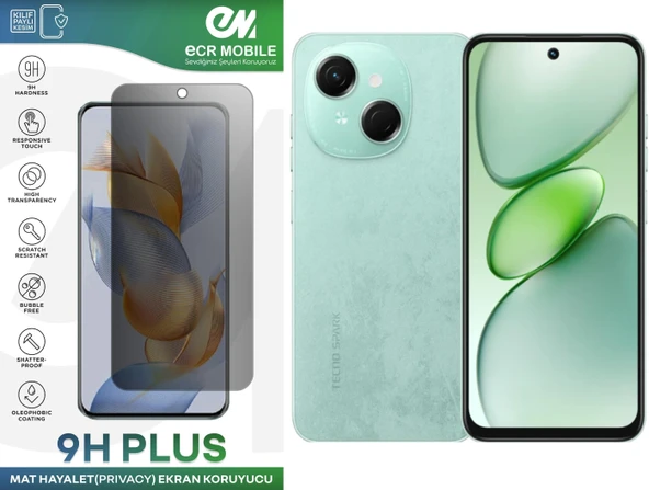 Tecno Spark GO 1 Ekran Koruyucu Tam Uyumlu 9H Esnek Nano Kırılmayan MAT HAYALET(Privacy) ürün görseli 1