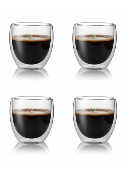 4'lü Kahve Bardağı Seti Çift Cidarlı Cappuccino Bardağı 250 ml ürün görseli 1