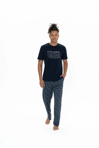U.S. Polo Assn. Erkek 3'lü %100 Pamuk Pijama Takımı ürün görseli 1