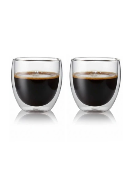 2'li Kahve Bardağı Seti Çift Cidarlı Cappuccino Bardağı 250 ml ürün görseli 1