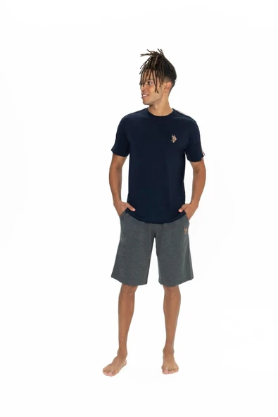 U.S. Polo Assn. Erkek Yuvarlak Yaka Pijama Şort Takım ürün görseli 1
