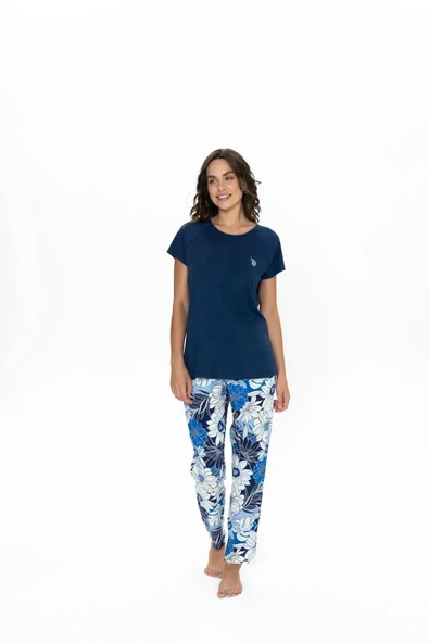 U.S. Polo Assn. Kadın Kısa Kollu Çiçek Desenli Alt Üst Pijama Takım ürün görseli 1