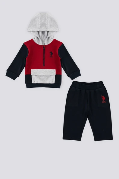 U.S. Polo Assn  Kapüşonlu Fermuar Yaka Detay Bebek 2 Li Takım ürün görseli 1