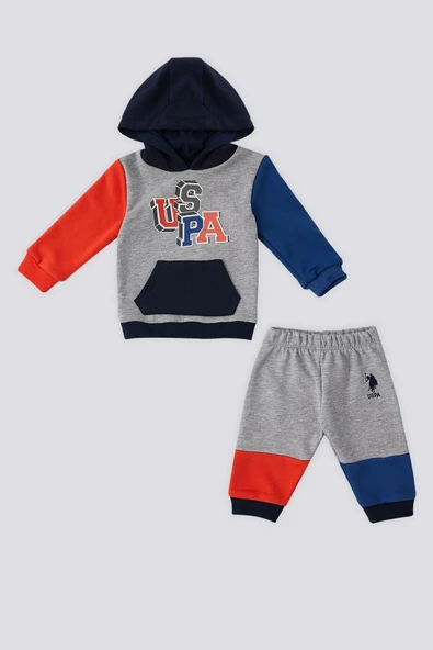 U.S. Polo Assn Kanguru Cep Kapüşonlu Bebek 2 Li Takım ürün görseli 1
