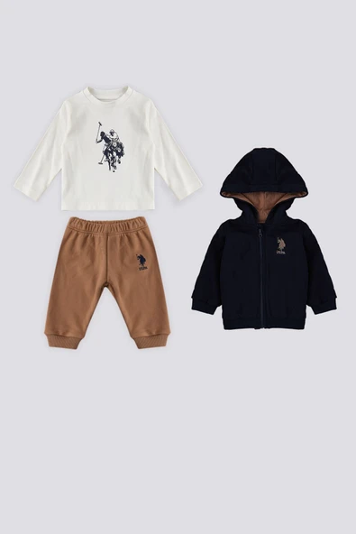 U.S. Polo Assn Fermuarlı Bebek 3Lü Takım ürün görseli 1