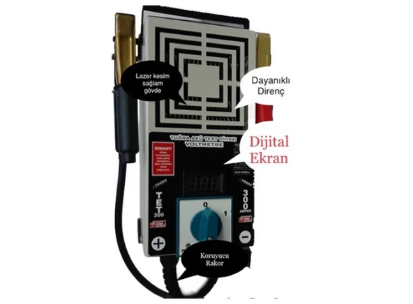 TUĞRA 6-12-24 VOLT 300 AMPER AKÜ TEST CİHAZI TET300 ürün görseli 1