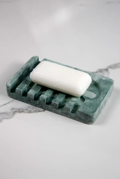 Betonmall Mermer Desenli Banyo Mutfak Tuvalet Beton Katı Sabunluk Su Giderli 8x13 cm ürün görseli 1