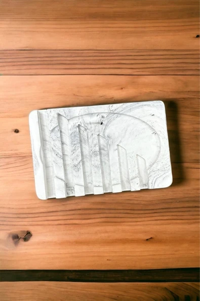 Betonmall Mermer Desenli Banyo Mutfak Tuvalet Beton Katı Sabunluk Su Giderli 8x13 cm ürün görseli 1