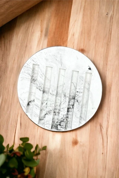 Betonmall Mermer Desenli Yuvarlak Model Beton Katı Sabunluk Su Giderli 10 cm ürün görseli 1