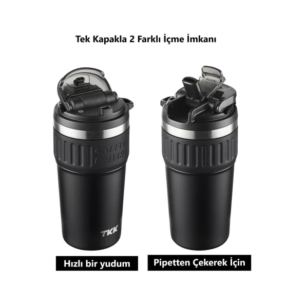 Tkk Çelik Termos Mug 630ML Mat Siyah - Resim 5