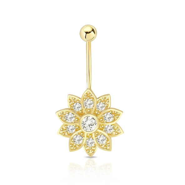 Altın Taşlı Çiçek Piercing ürün görseli 1