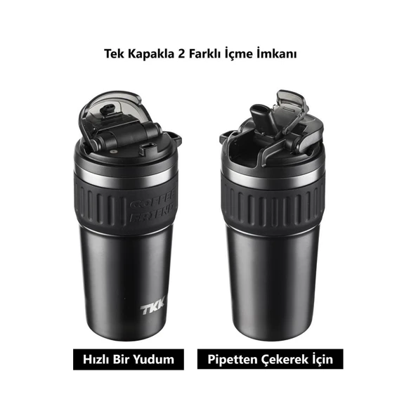Tkk Çelik Termos Mug 630ML Koyu Gri - Resim 5