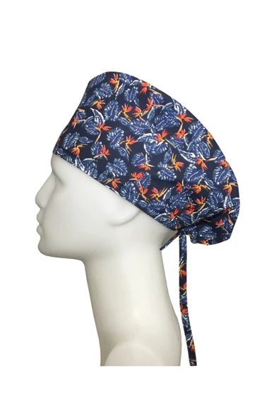 BEYAZ MEDİKAL Çiçek Desenli Aşçı Bone Iş Bone Çok Amaçlı Bandana ürün görseli 1