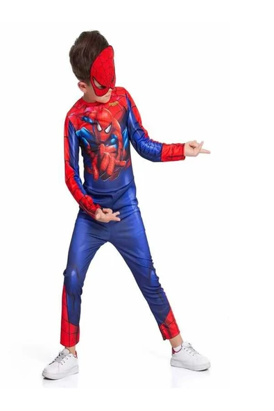 Life For Moda Erkek Çocuk Spiderman Kostümü Maskeli Örümcek Adam Kostümü ürün görseli 1
