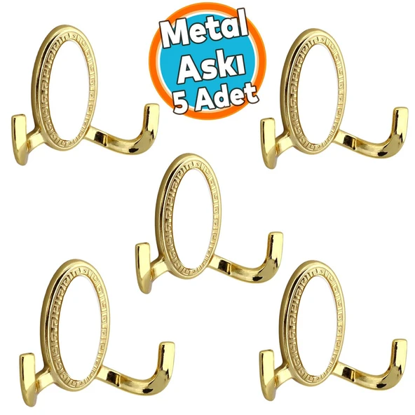 Askı Gold Altın Dolap Askılık Askılığı Duvar Vestiyer Banyo Mutfak Elbise Kıyafet Askısı 5 Adet ürün görseli 1