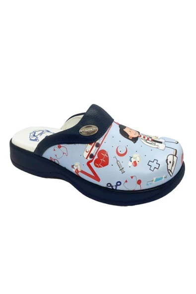 HİPOKRAT MEDİKAL SABO Suni Deri Hipokrat Lacivert Hemşire Desenli Hemşire/doktor Sabo Kısa Topuklu (1- 4 cm) Lacivert İnc ürün görseli 1